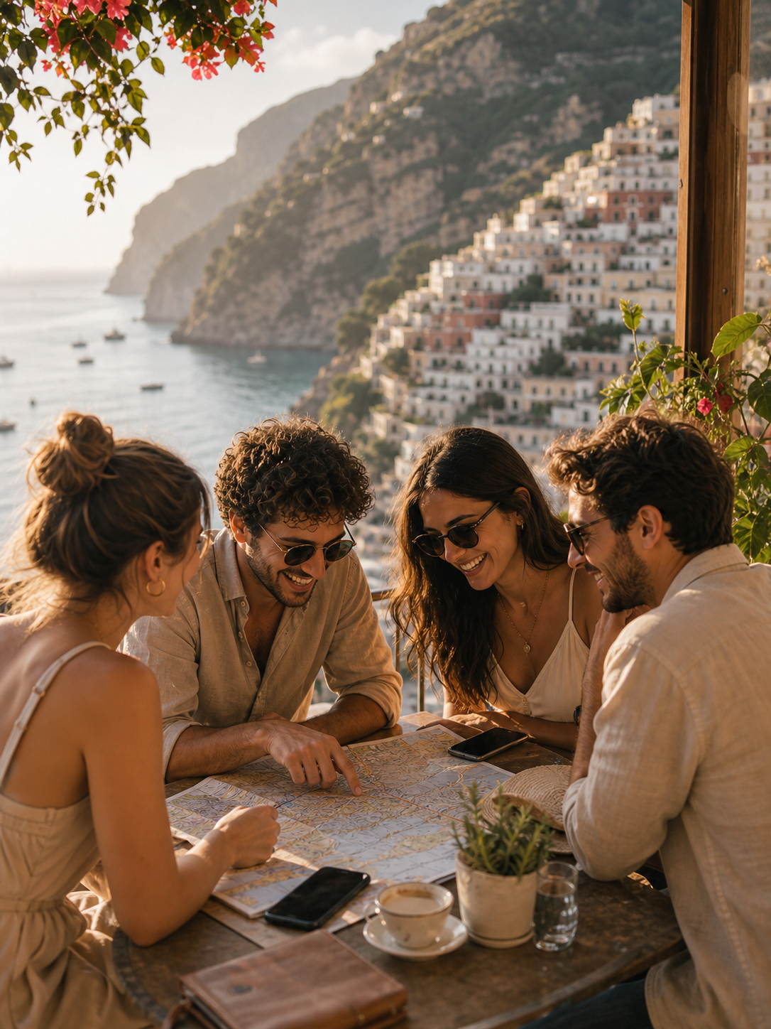Cafe table on a trip